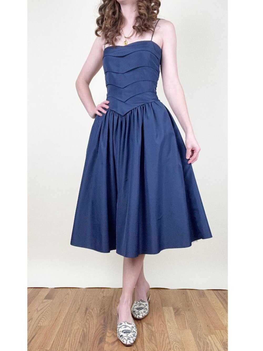 Vintage Drop Waist Fit & Flare Cocktail Midi Dress Formal Princess Gown A-Line